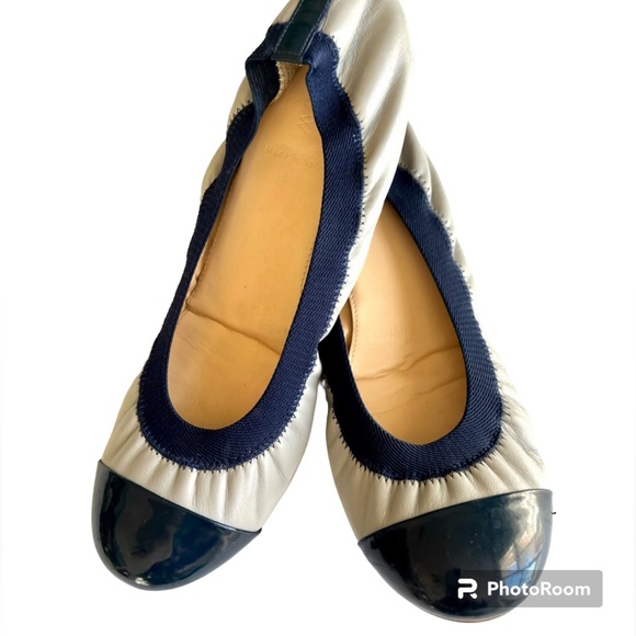 J Crew Women Mila ballerina flats grey/navy, sz made in Italy 9.5 - Picture 2 of 7
